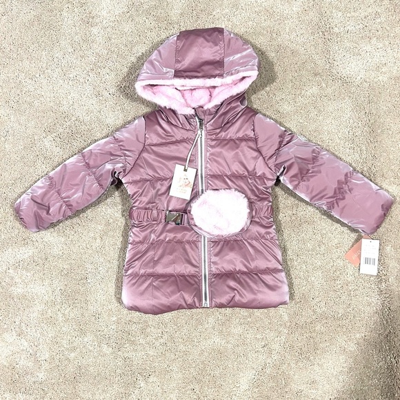 Jessica Simpson Other - NWT Jessica Simpson Girls Mauve Puffer Jacket Coat w/ Coin Purse Belt Sz. 4T New
